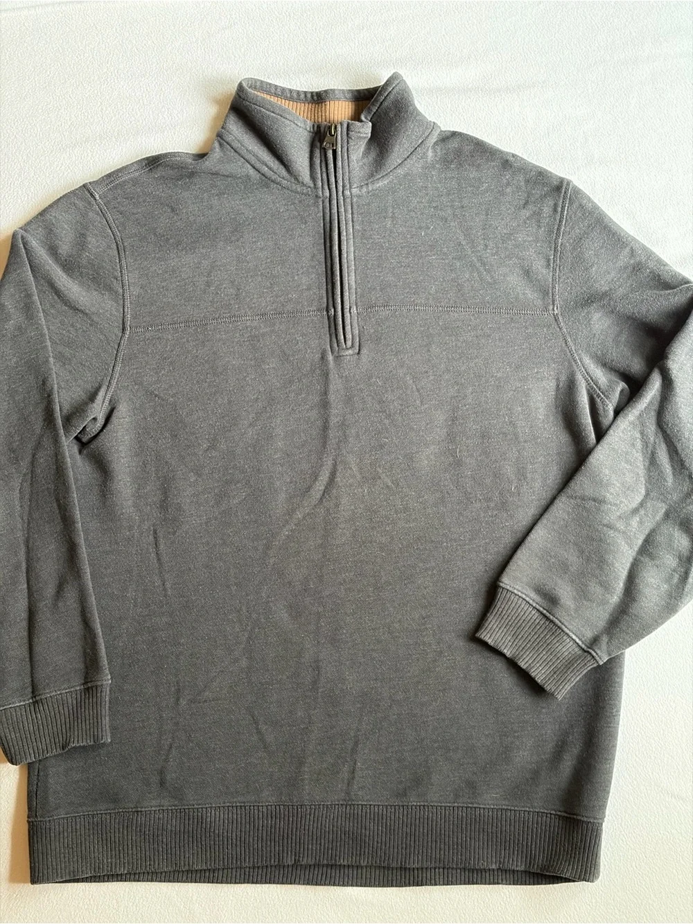 Arrow Men’s Gray Quarter Zip Pullover Sweater Large Work Office Layers